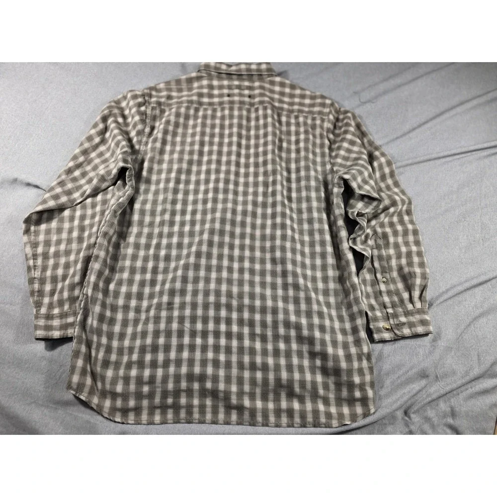 The North Face Shirt Mens LARGE Long Sleeve Button Up Gray Plaid Outdoors Hiking